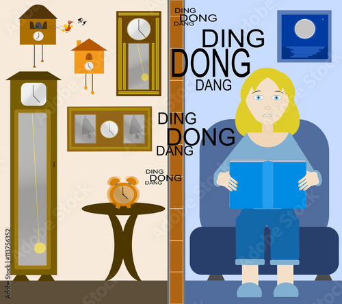 A young woman at home is disturbed by noisy neighbors