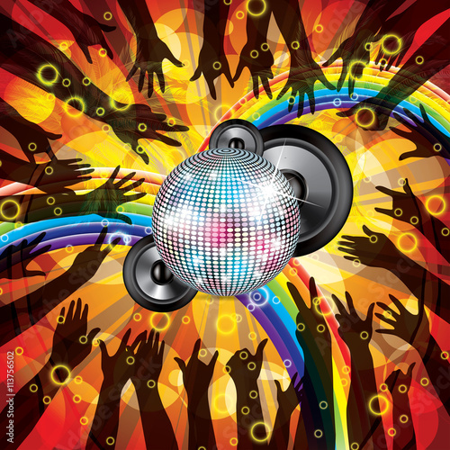 Summer beach colorful Party flyer design illustration