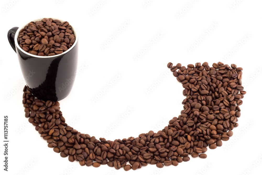 Coffee beans path and coffee mug Coffee beans path and coffee mug