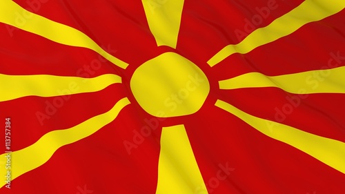 Fotografía Macedonian Flag HD Background - Flag of Macedonia 3D Illustration