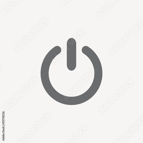 Vector On Off button icon. Flat design On Off press button symbol. Switch button isolated on grey background. Clip art graphic flat design element