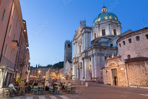 BRESCIA, ITALY - MAY 20, 2016: The Dom at evening dusk (Duomo Nuovo and Duomo Vecchio).