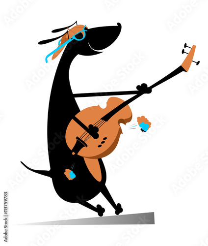 Dog is playing guitar