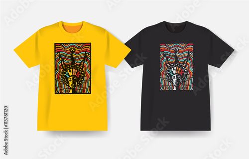 T-shirt with Funk music print. Vector design