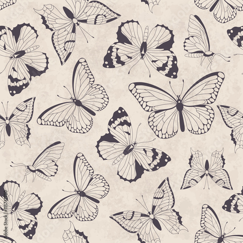 Seamless vintage pattern with butterflies