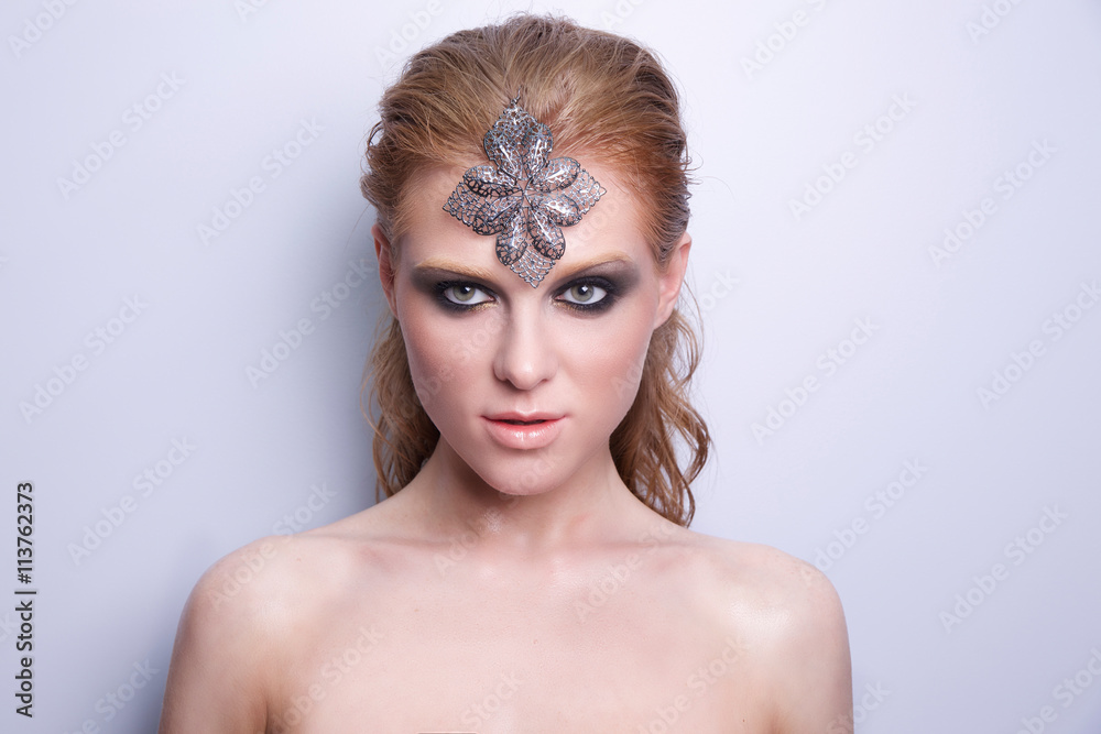 Beauty Fashion Model Woman face, perfect make-up. Sexy nude Lips. Beautiful red Woman with smoky eyes Makeup. Brown eyes. Beauty Cosmetic Concept Girl Face bright Background Beauty Fashion Model Woman face, perfect make-up. Sexy nude Lips. Beautiful red Woman with smoky eyes Makeup. Brown eyes. Beauty Cosmetic Concept Girl Face bright Background