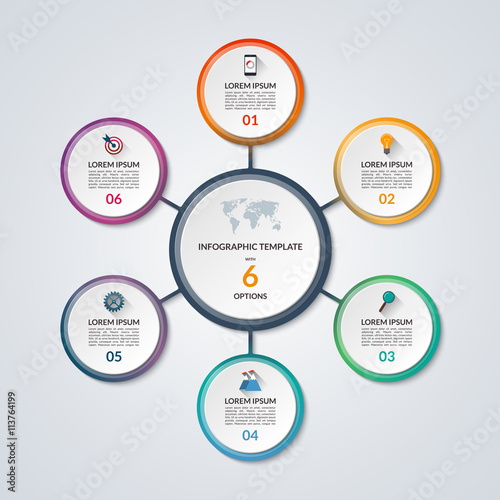Infographic circle diagram template with 6 options