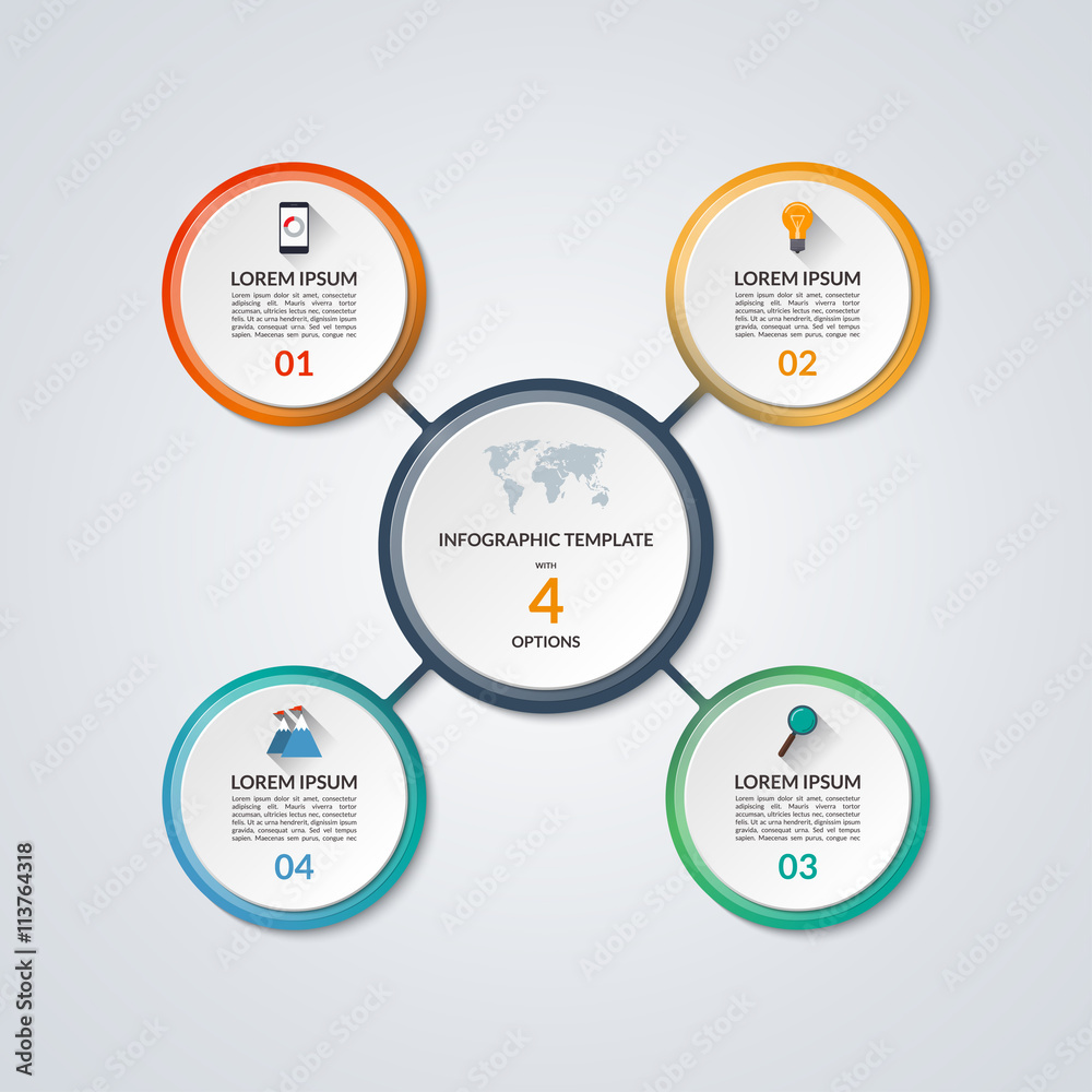 Infographic circle diagram template with 4 options Infographic circle diagram template with 4 options