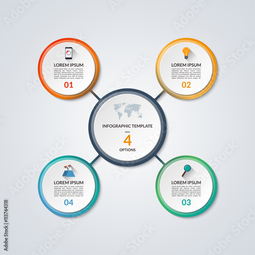 Infographic circle diagram template with 4 options