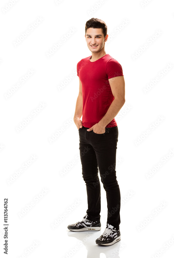 Teenage boy posing on white background. Teenage boy posing on white background.