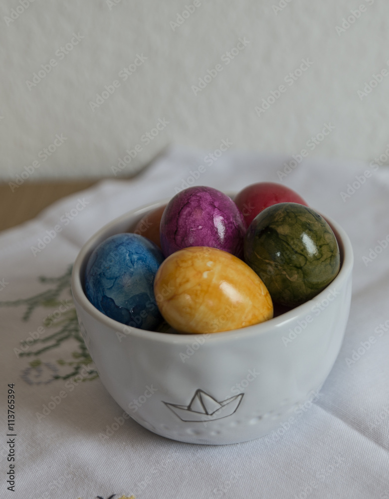 colorful easter eggs on the table colorful easter eggs on the table
