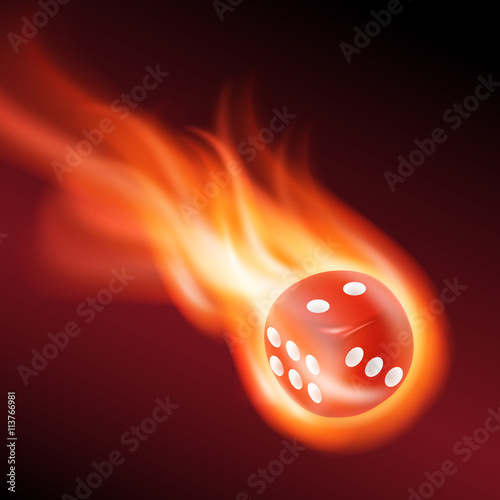 Red dice in fire