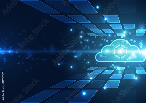 Abstract cloud technology in the future background, vector illustration
