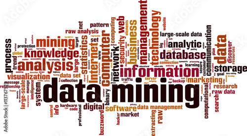 Data mining word cloud concept. Vector illustration