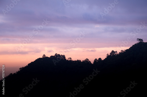 Sunset on mountain view on foothills 