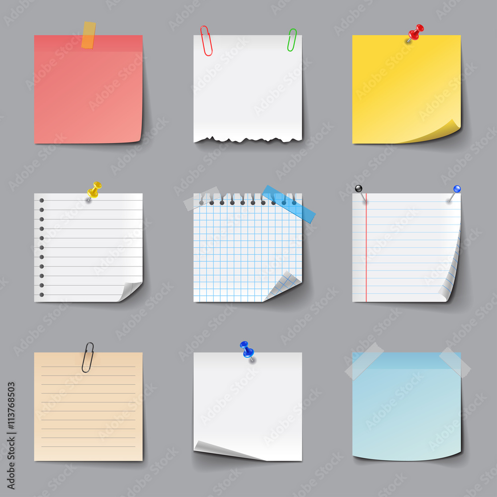 Post it notes icons vector set Stock Vector