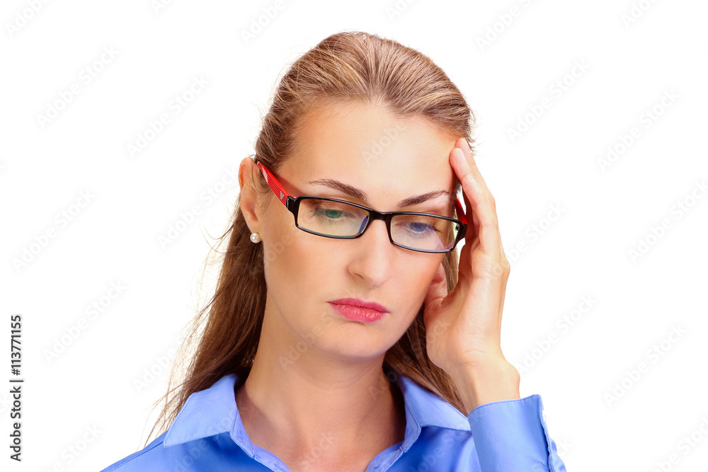 Mature business woman holding head in hands Mature business woman holding head in hands