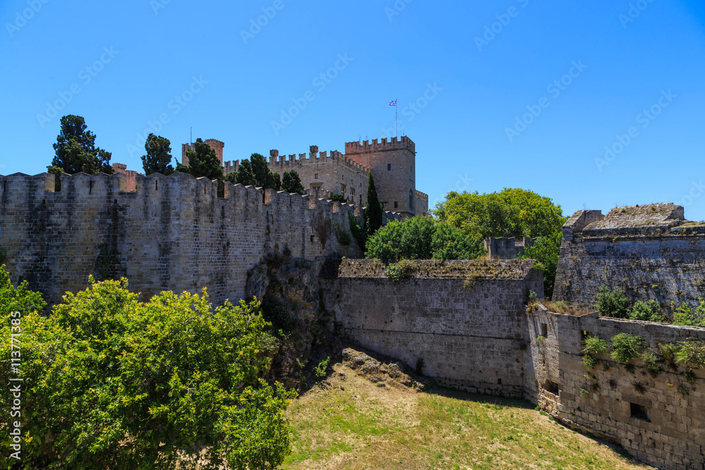 the inner wall and fortress of Rhodes Greece