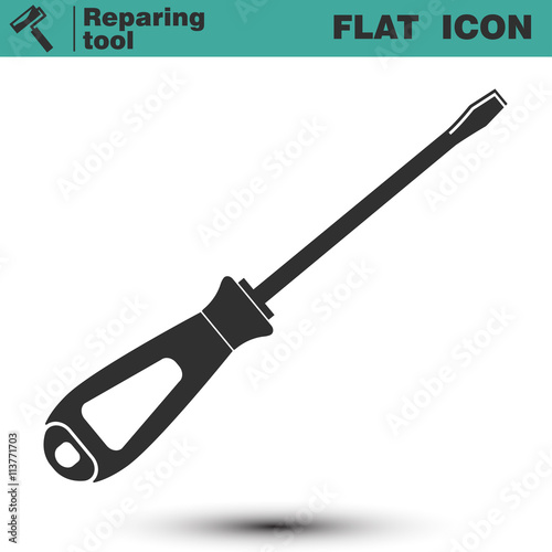 Screwdriver vector flat icon. Construction working tool item.