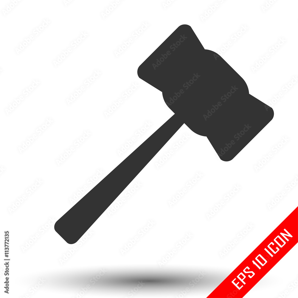 Hammer icon. Simple flat logo of hammer on white background. Vector illustration. Hammer icon. Simple flat logo of hammer on white background. Vector illustration.
