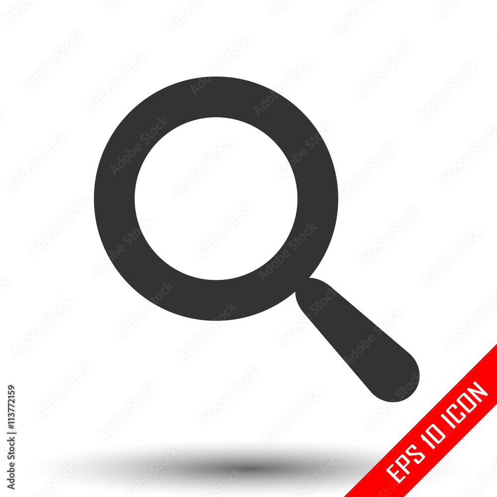 Magnifier icon. Vector illustration of magnifier. Flat logo of magnifier isolated on white background. Magnifier icon. Vector illustration of magnifier. Flat logo of magnifier isolated on white background.