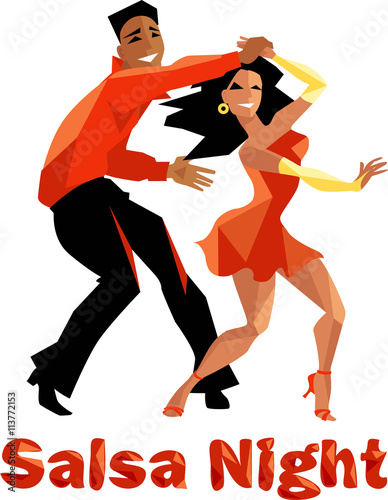 Salsa night polygonal illustration for a poster, EPS 8 vector illustration, no transparencies