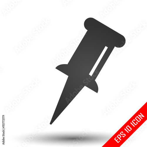 Pushpin icon. Pushpin sign. Simple flat logo of pushpin on white background. Vector illustration.