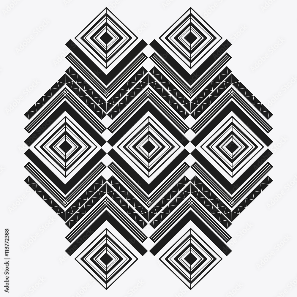 Tribal design. black and white abstract figure. vector graphic