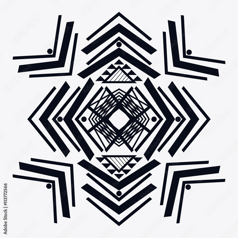Naklejka Tribal design. black and white abstract figure. vector graphic