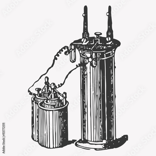 Pressure accumulator, vintage engraved illustration