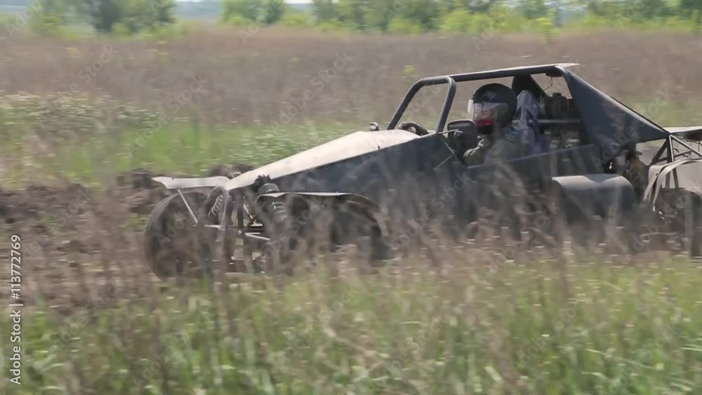 Buggy rides on the ground road.