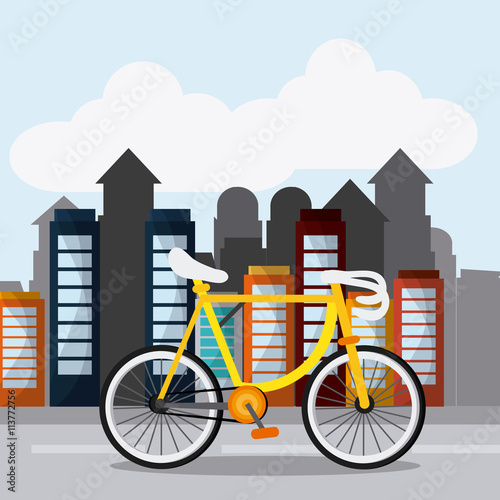 Classic Bicycle. bike and city icon. sport concept. vector graph