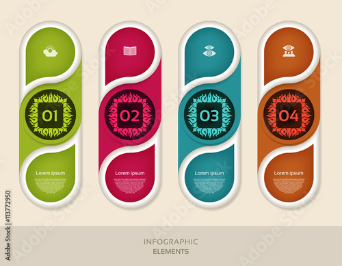Infographic design template can be used for workflow layout, diagram, number options, web design. Infographic business concept with 4 options, parts, steps or processes. Abstract background.