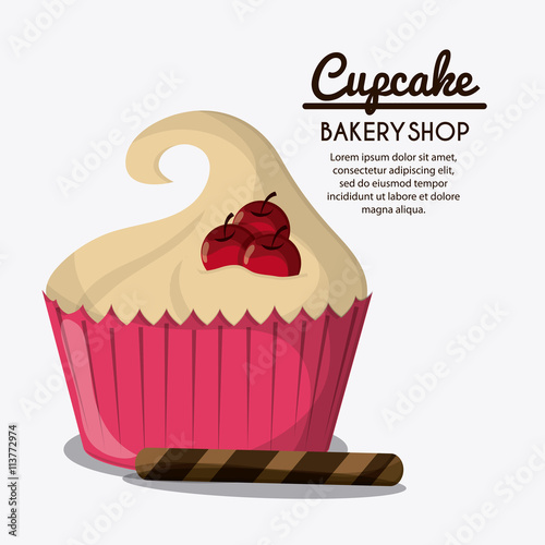 Decorated Cupcake. Sweet icon. vector graphic 