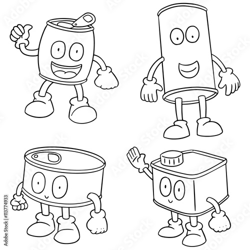 vector set of can cartoon