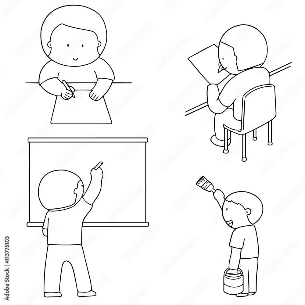 vector set of boy drawing vector set of boy drawing