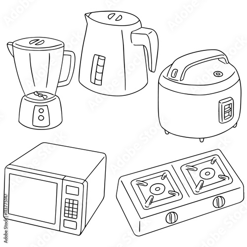 vector set of kitchen appliances
