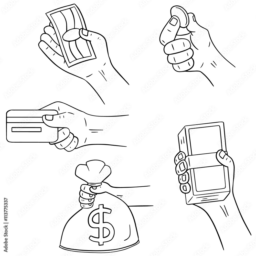 Obraz premium vector set of hand holding money