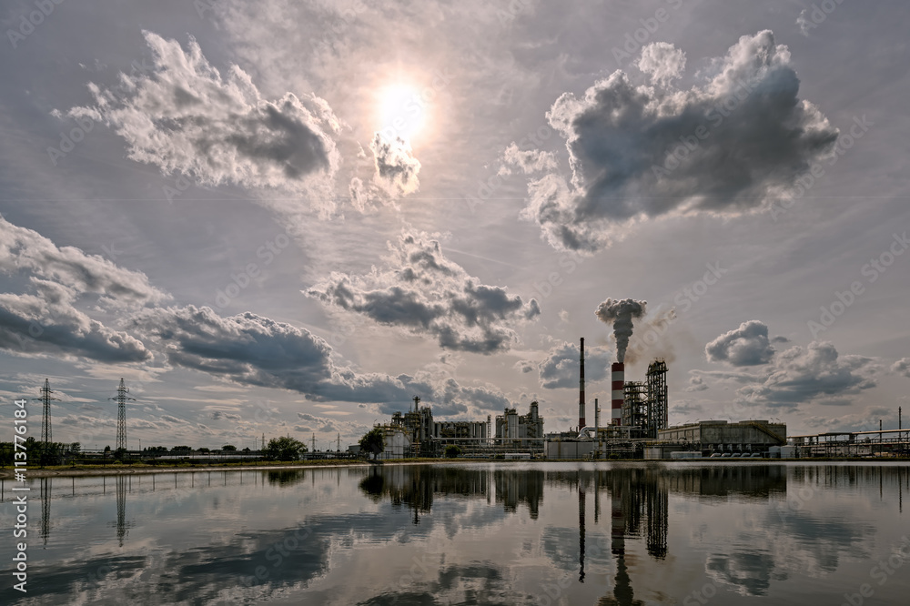 Oil refinery in a sunny day. HDR - high dynamic range