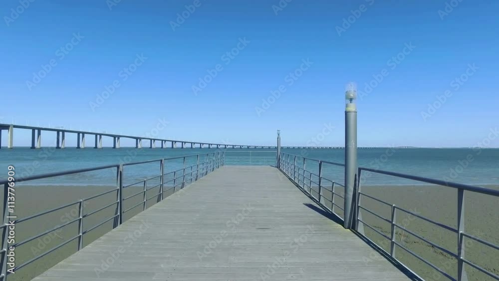 Walk on the Pier Near the Vasco da Gama Bridge Walk on the Pier Near the Vasco da Gama Bridge