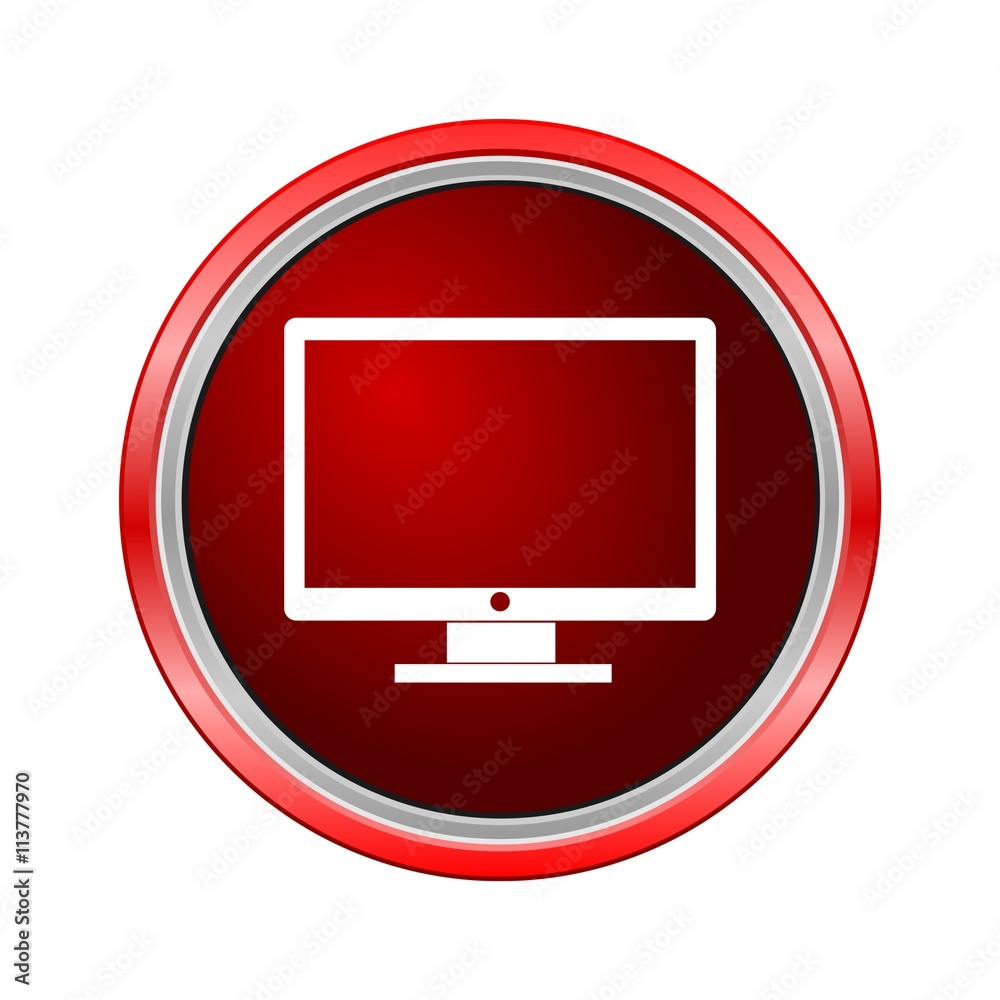 Monitor tv icon, Internet button on white background Monitor tv icon, Internet button on white background