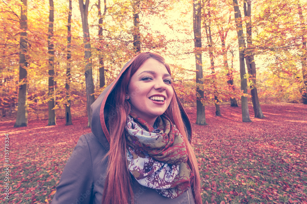Ginger hair girl in the forest. Ginger hair girl in the forest.