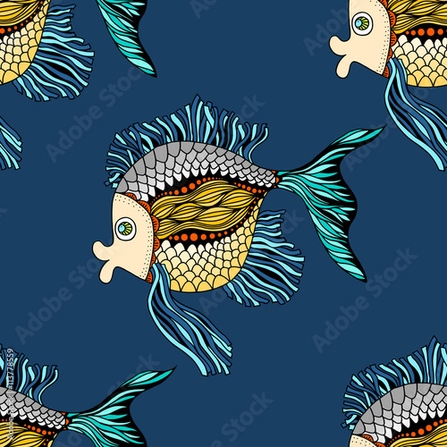 Seamless fish background.