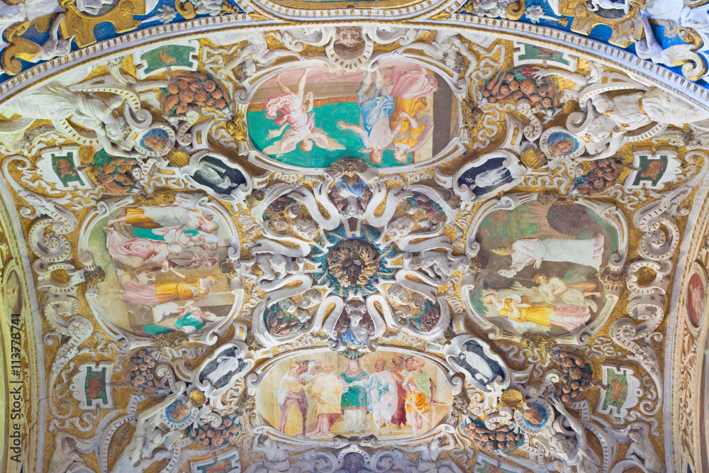 CREMONA, ITALY - MAY 24, 2016: The ceiling of side chapel in Chiesa di San Sigismondo by Giulio Campi, Bernardino Campi and Bernardino Gatti (1564 - 1567).