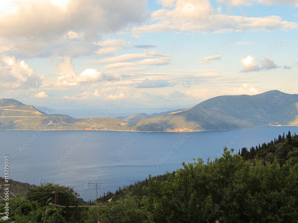 View of Itaca from Cephalonia or Kefalonia, Greece