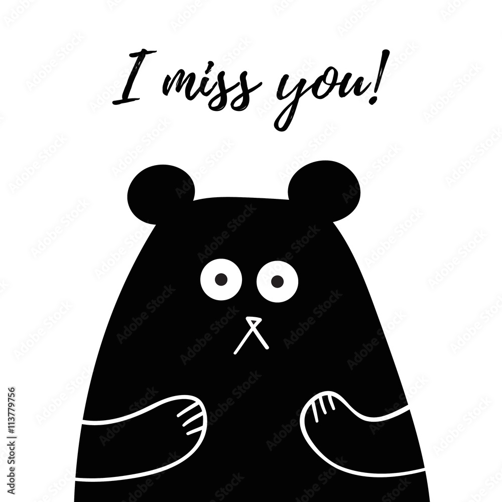 I Miss You lettering, card with sweet teddy bear, t-shirt design Stock  Vector | Adobe Stock
