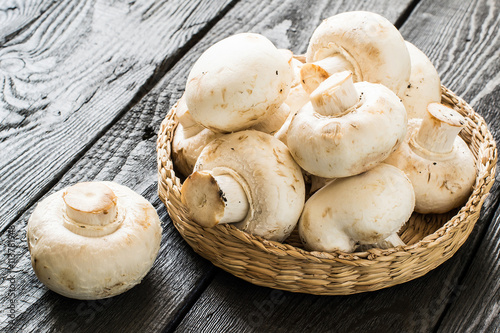 Fresh mushrooms in a basket