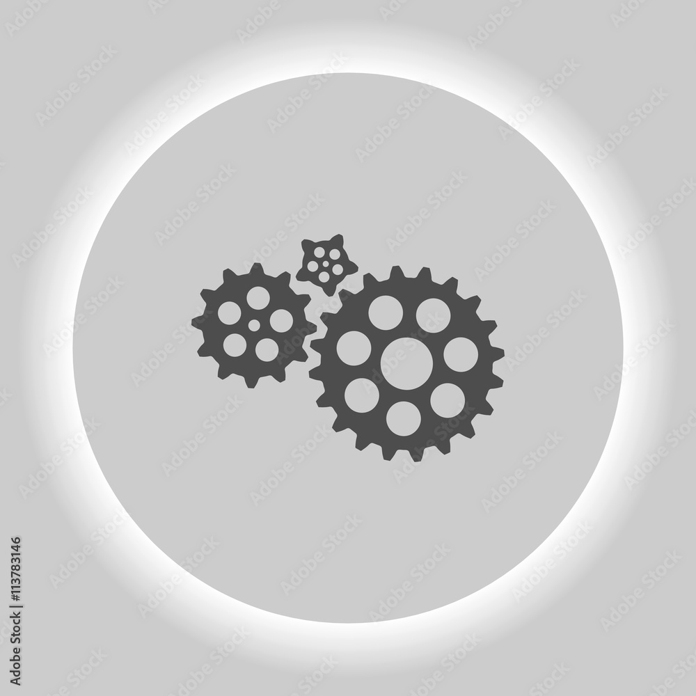 Flat paper styled icon of cogs Flat paper styled icon of cogs