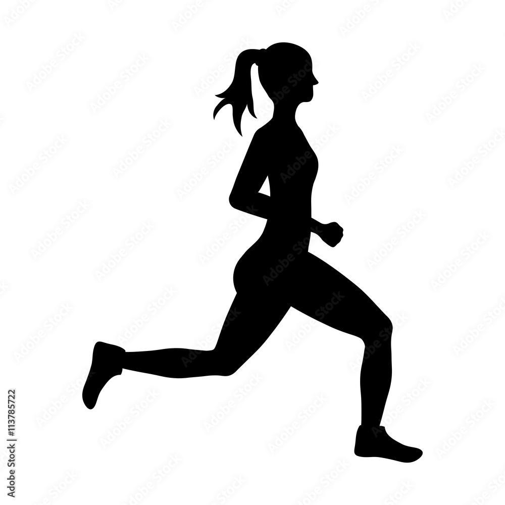 Woman of side running. sport concept, vector graphic