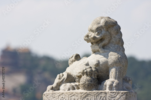 Lion Head stone ornament at the Summer Palace in Beijing © Svilen Georgiev
